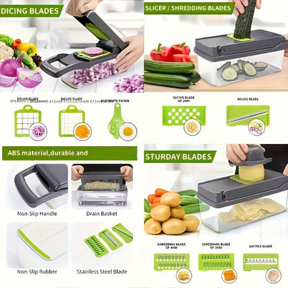 16-Piece Vegetable Chopper Set, Interchangeable Blades V1106-DSZ-XXX-54K