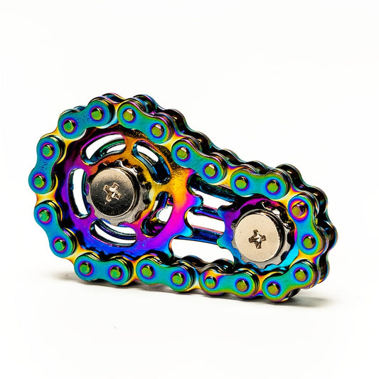 A colorful bicycle chain finger spinner - silent CNC machined stainless steel gear desktop toy, suitable for V1106-DSZ-XXX-NN1