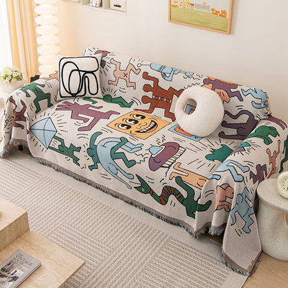 Graffiti Colored 180x340cm Sofa Blanket, Urban Art Throw V1106-DSZ-XXX-NNNRFV