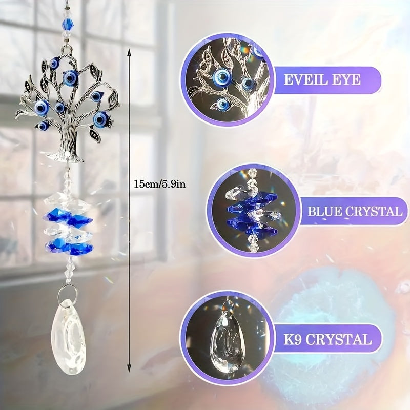 3pc Evil Eye Crystal Sun Capture Pendant Suitable for Home Window Decoration and Garden Hanging Decoration V1106-EMZS-001