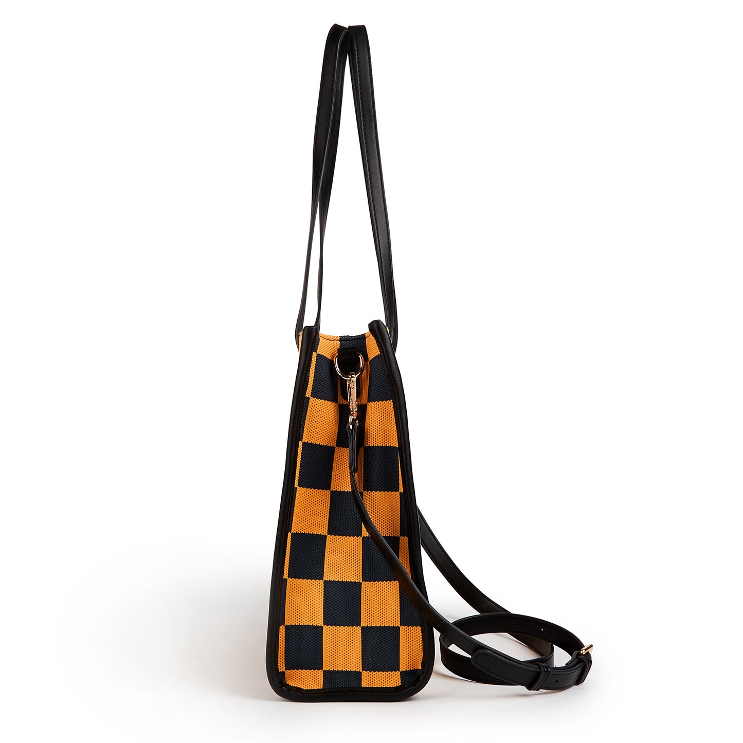 Yellow and black checkered tote bag | Go shopping/to work/on a trip, wear it in different styles V1106-HEBB-002
