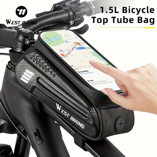 WEST BIKING Large Capacity Bike Front Handle Bag - Heavy-duty nylon and EVA structure, with zipper storage V1106-HECB-002