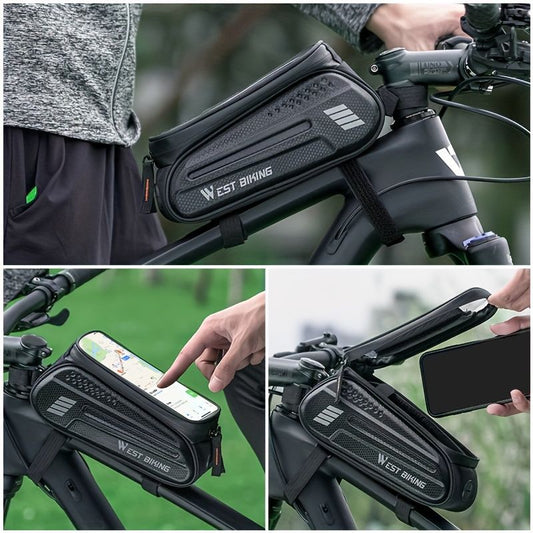 WEST BIKING Large Capacity Bike Front Handle Bag - Heavy-duty nylon and EVA structure, with zipper storage V1106-HECB-002