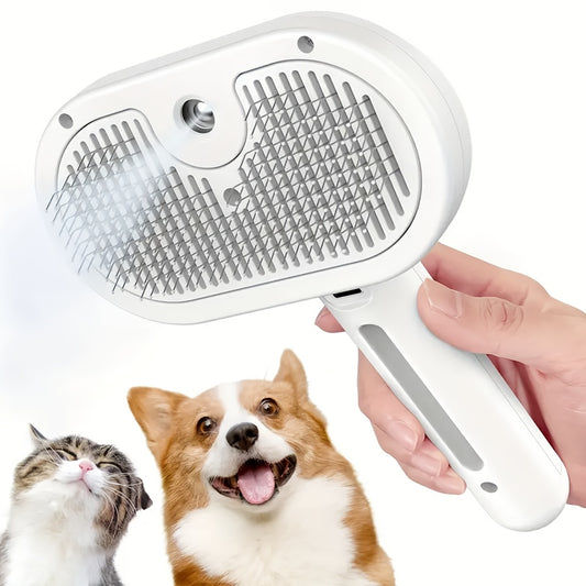3-in-1 automatic cleaning steam pet brush - anti-static, suitable for long-haired and short-haired cats and V1106-HECW-001