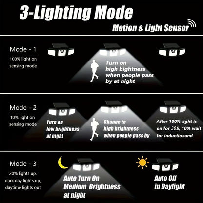 74 LED solar sensor lights with motion sensor, 3 brightness modes, outdoor wall lights, suitable for front V1106-HEDJ-004