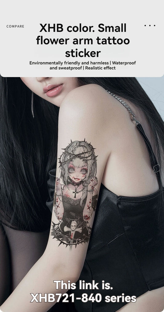 8 new colorful half-arm tattoo stickers, anime colorful waterproof resin one-time tattoo stickers V1106-HEFS-01