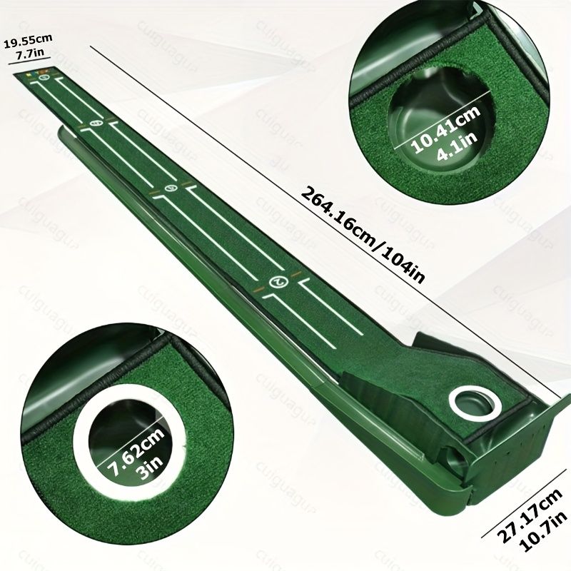 HUAEN Indoor Office Golf Putting Mat, 8-Foot Putting Green, Alignment Guide Included, Lightweight, Men's Golf V1106-HEGRF-001