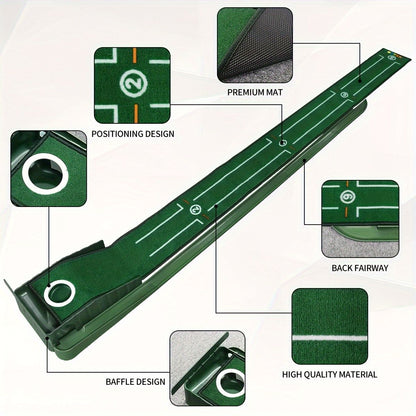 HUAEN Indoor Office Golf Putting Mat, 8-Foot Putting Green, Alignment Guide Included, Lightweight, Men's Golf V1106-HEGRF-001