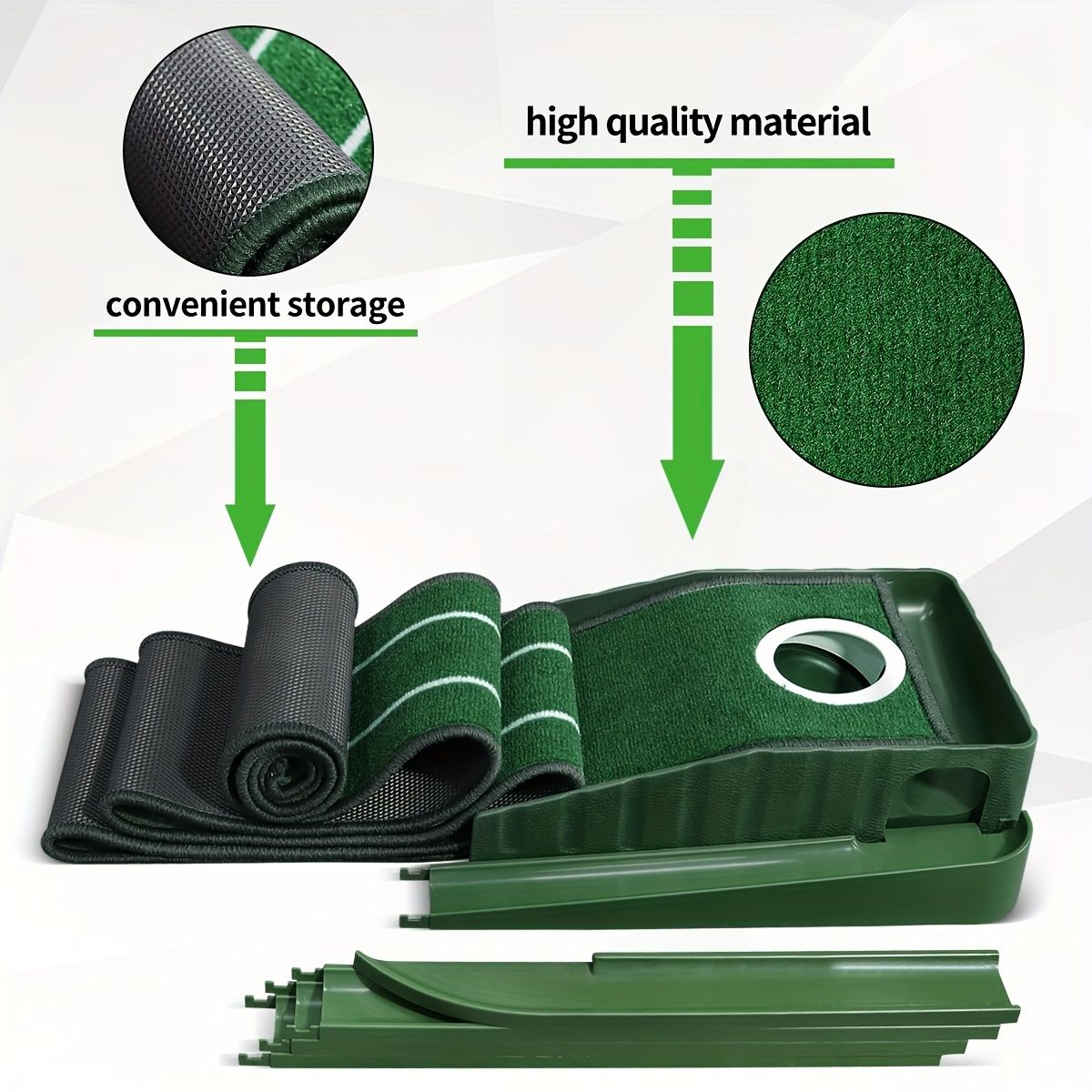 HUAEN Indoor Office Golf Putting Mat, 8-Foot Putting Green, Alignment Guide Included, Lightweight, Men's Golf V1106-HEGRF-001