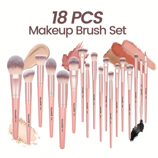MAANGE 18-piece professional makeup brush set, including 18 makeup brushes + velvet cloth bag, soft brush V1106-HEHZS-001