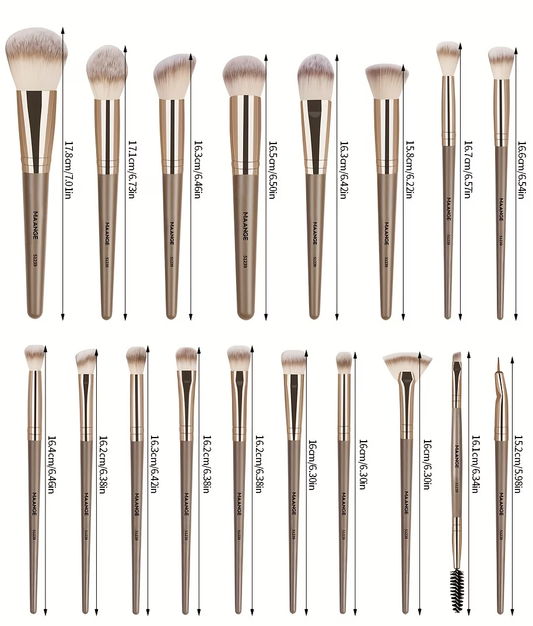 MAANGE 18-piece professional makeup brush set, including 18 makeup brushes + velvet cloth bag, soft brush V1106-HEHZS-001