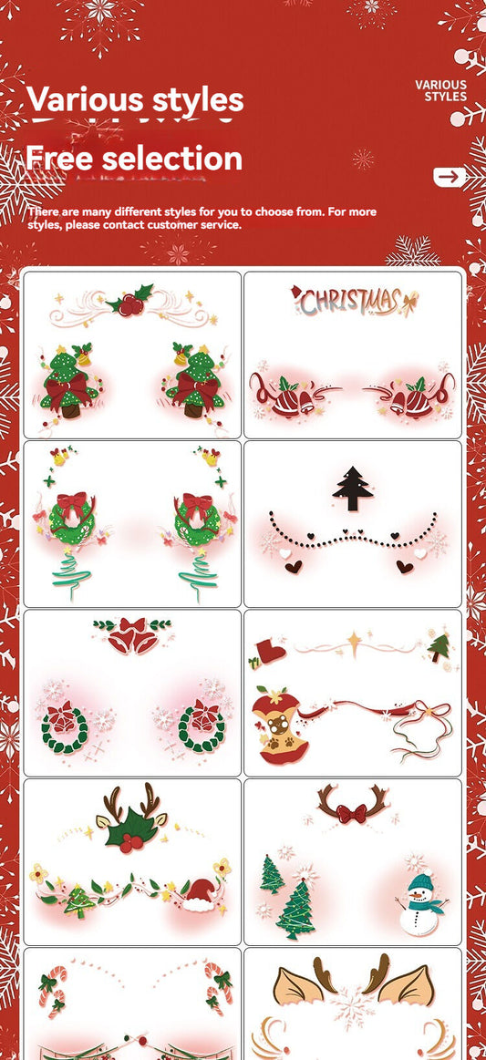 Christmas makeup face stickers, waterproof and sweat-proof face stickers, temporary makeup party stickers, V1106-HEJM-001