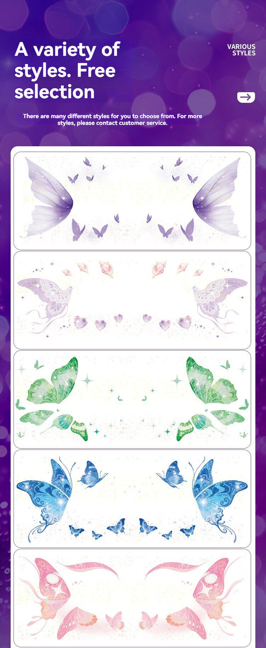 Shimmer butterfly face stickers Party decoration stickers can be peeled off Magic show party festival V1106-HEJM-002