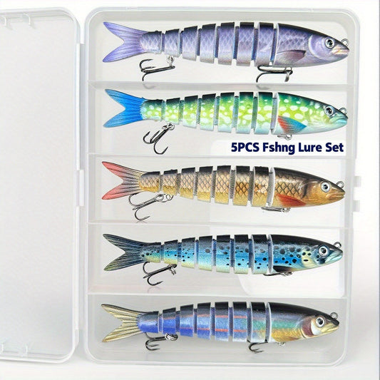 QQNAL5PCS Lure Beginner Set - 7-section sink bait suitable for both fresh and saltwater, stylish swimming V1106-HEJR-001