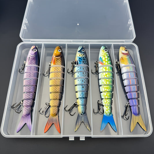 QQNAL5PCS Lure Beginner Set - 7-section sink bait suitable for both fresh and saltwater, stylish swimming V1106-HEJR-001