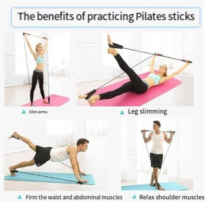 Blue multi-functional Pilates fitness stick elastic rope yoga pole stretch back training device chest V1106-HEJS-001