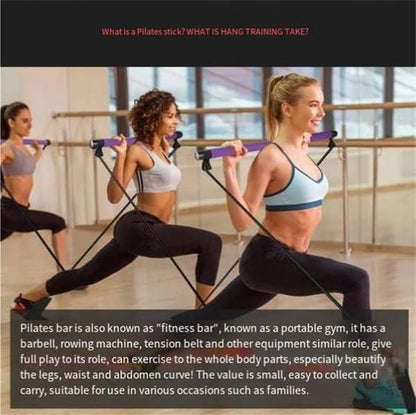 Blue multi-functional Pilates fitness stick elastic rope yoga pole stretch back training device chest V1106-HEJS-001