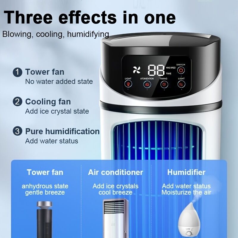 3-second cooling technology! 6-speed USB portable air conditioner humidifier - super silent 25 decibels, V1106-HEKT-001