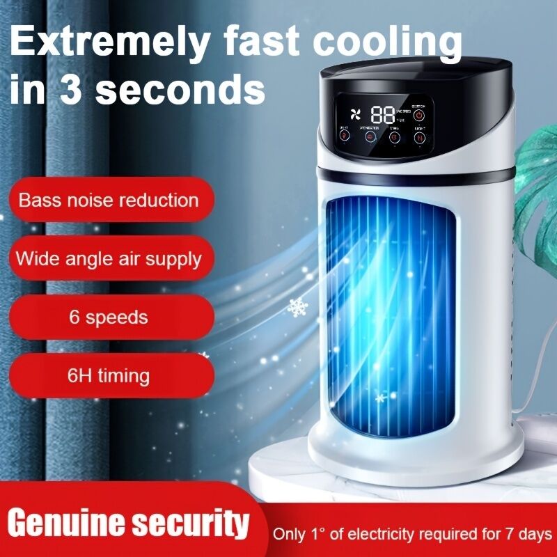 3-second cooling technology! 6-speed USB portable air conditioner humidifier - super silent 25 decibels, V1106-HEKT-001