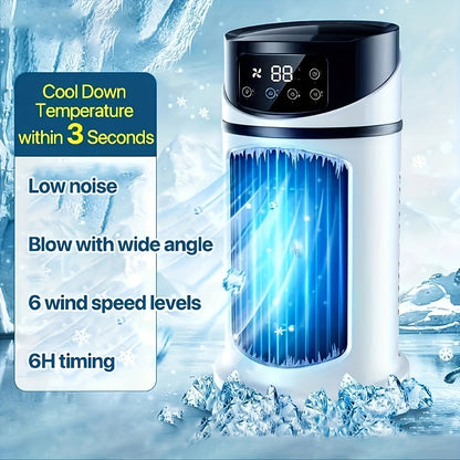 3-second cooling technology! 6-speed USB portable air conditioner humidifier - super silent 25 decibels, V1106-HEKT-001