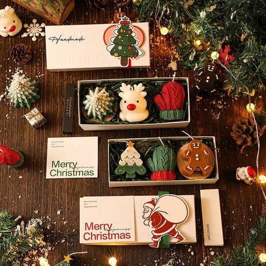 Christmas Creative Handmade Fragrance Candle Gift Box Christmas Tree Little Deer Shape Incense Candle Gift Box V1106-HELZ-001