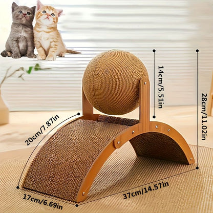 Ball cat scratching post, durable solid wood cat scratching board, vertical sisal scratching pad with V1106-HEMM-002
