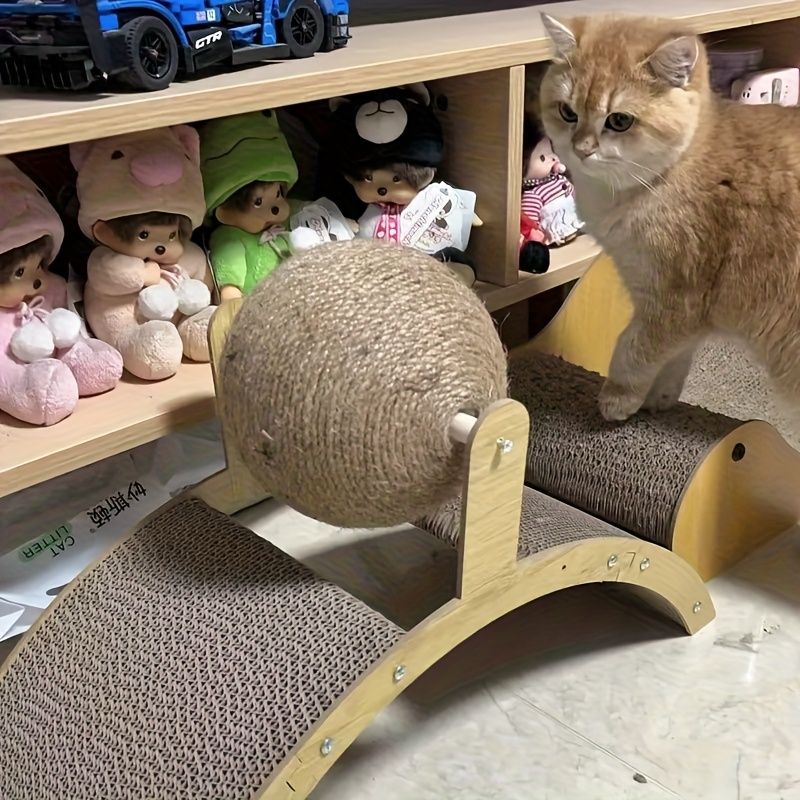 Ball cat scratching post, durable solid wood cat scratching board, vertical sisal scratching pad with V1106-HEMM-002