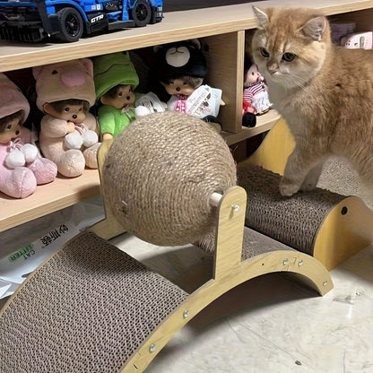 Ball cat scratching post, durable solid wood cat scratching board, vertical sisal scratching pad with V1106-HEMM-002