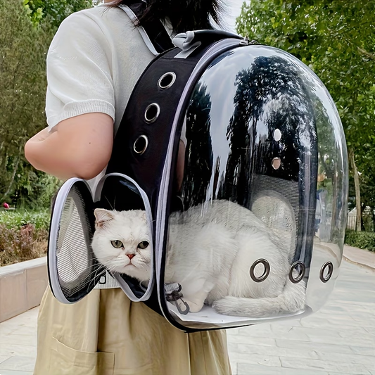 1 space capsule pet backpack - breathable transparent travel carry-on box, suitable for cats and small dogs, V1106-HEMM-011