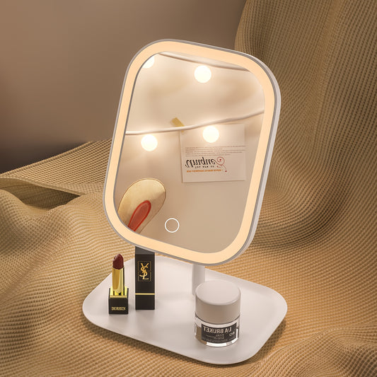 LED makeup mirror, lighted sink mirror, 3-light mode lighting makeup mirror, touch control, portable stand V1106-HEMZ-001