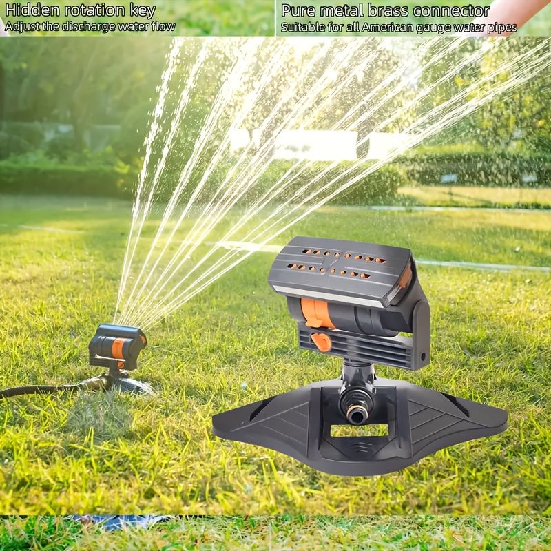1 garden sprinkler with 16 nozzles, 180 degrees rotating adjustable head, automatic irrigation system, wide V1106-HEPT-001