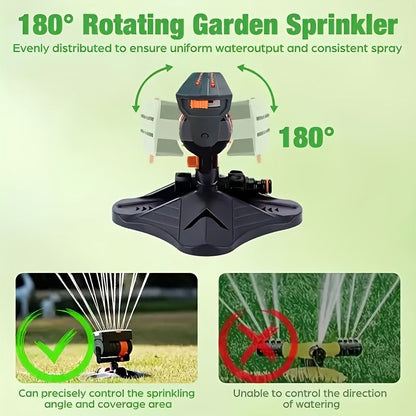1 garden sprinkler with 16 nozzles, 180 degrees rotating adjustable head, automatic irrigation system, wide V1106-HEPT-001