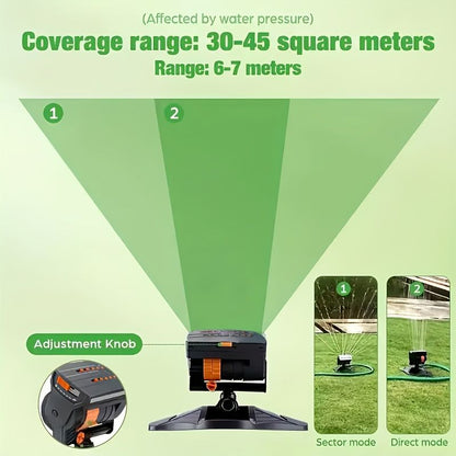 1 garden sprinkler with 16 nozzles, 180 degrees rotating adjustable head, automatic irrigation system, wide V1106-HEPT-001