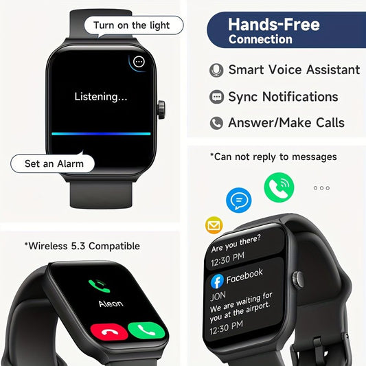 Smartwatch, men's and women's, 4.95cm fitness tracker, supports answering/making calls, wireless/Sleep V1106-HESB-004