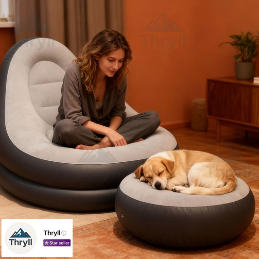 Large size inflatable sofa with foot pedal / foot stool Large size wide seat deep sitting feeling, high back V1106-HESF-001