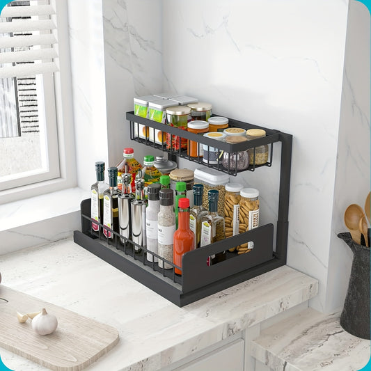 Kitchen sink storage box, pull-out cabinet storage box 2-layer sliding sink rack cabinet storage rack, V1106-HESN-001