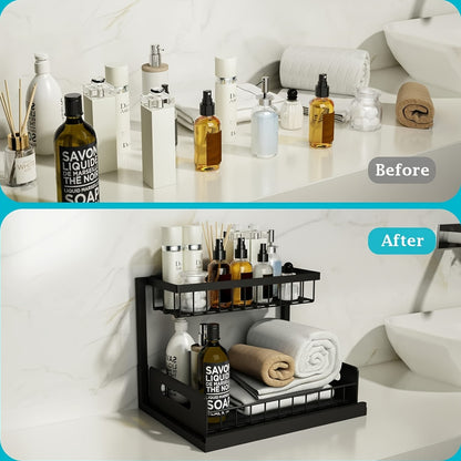 Kitchen sink storage box, pull-out cabinet storage box 2-layer sliding sink rack cabinet storage rack, V1106-HESN-001