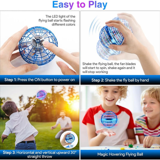 Flying Ball Toy - Hand-controlled Reaction Dart Rotating Drone with LED Lights, Floating Ball Finger Toy, V1106-HETL-001
