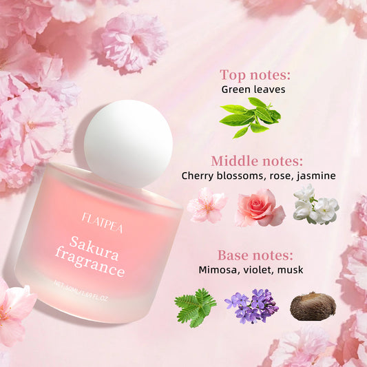 Hot-selling Cherry Blossom Women's Perfume Spray Natural Freshness Long-lasting Fragrance No Alcohol 50ml V1106-HEXS-001
