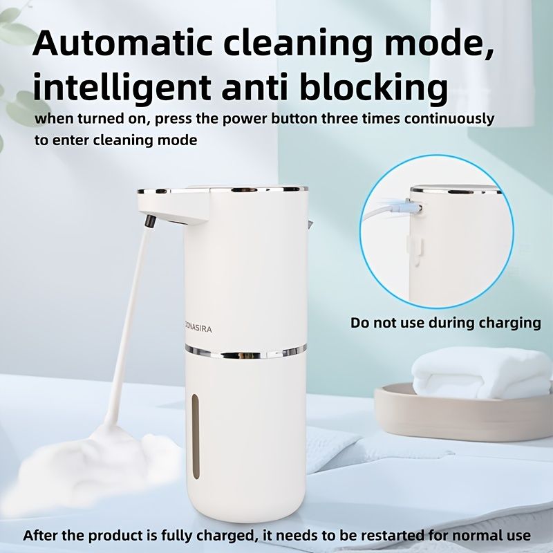 A 400mL bathroom liquid dispenser hand sanitizer sensor rechargeable wall-mounted automatic soap dispenser V1106-HEXS-004