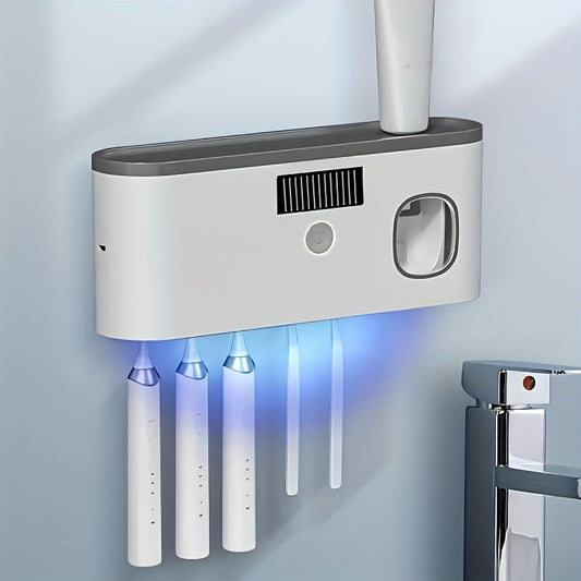 1 white smart toothbrush organizer, bathroom toothbrush arrangement and storage, with automatic toothpaste V1106-HEYS-001