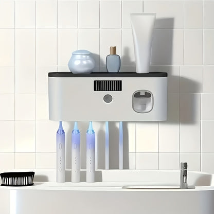 1 white smart toothbrush organizer, bathroom toothbrush arrangement and storage, with automatic toothpaste V1106-HEYS-001