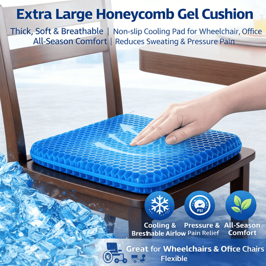 Ultra-large gel honeycomb cushion - Thick, soft, breathable, slip-resistant cooling pad, suitable for V1106-HEZD-001