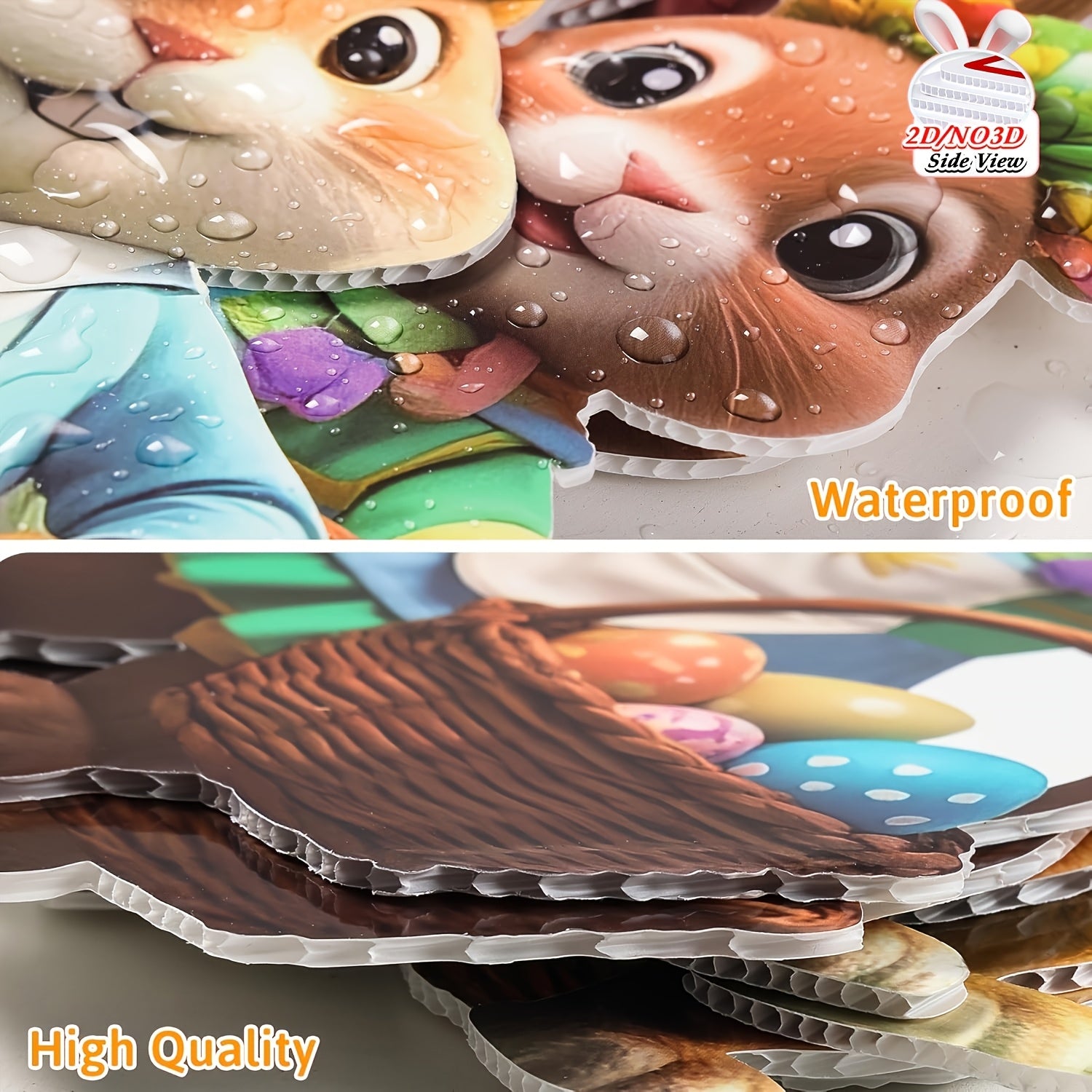 2DFlat, 8pcs Easter Gentleman Rabbit Group Decoration, exquisite shape holding egg basket / carrot rabbit, V1106-HEZS-001