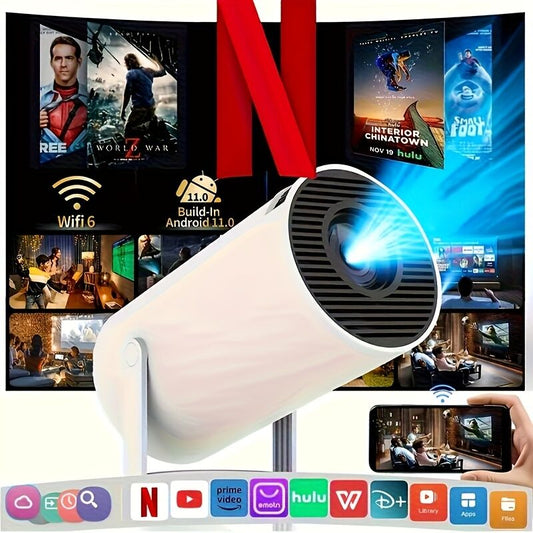 HY300 Pro mini portable projector, native 1280 * 720P support 4K / 350ANSI smart projector, with WiFi 6 BT V1106-HRTY-001