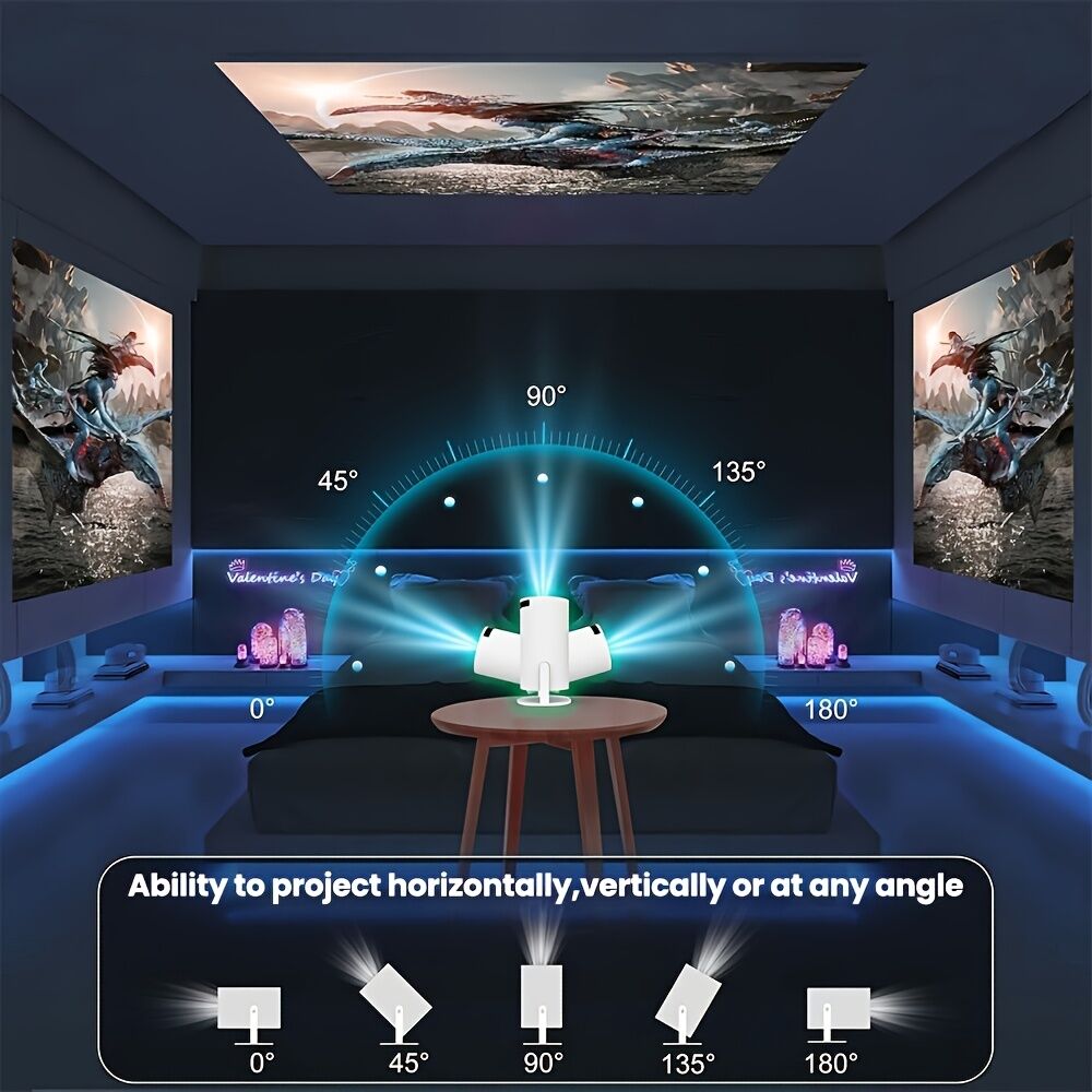 HY300 Pro mini portable projector, native 1280 * 720P support 4K / 350ANSI smart projector, with WiFi 6 BT V1106-HRTY-001