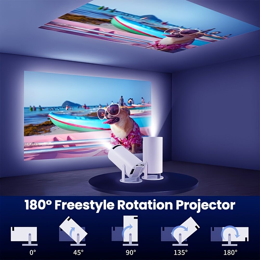 HY300 Pro mini portable projector, native 1280 * 720P support 4K / 350ANSI smart projector, with WiFi 6 BT V1106-HRTY-001