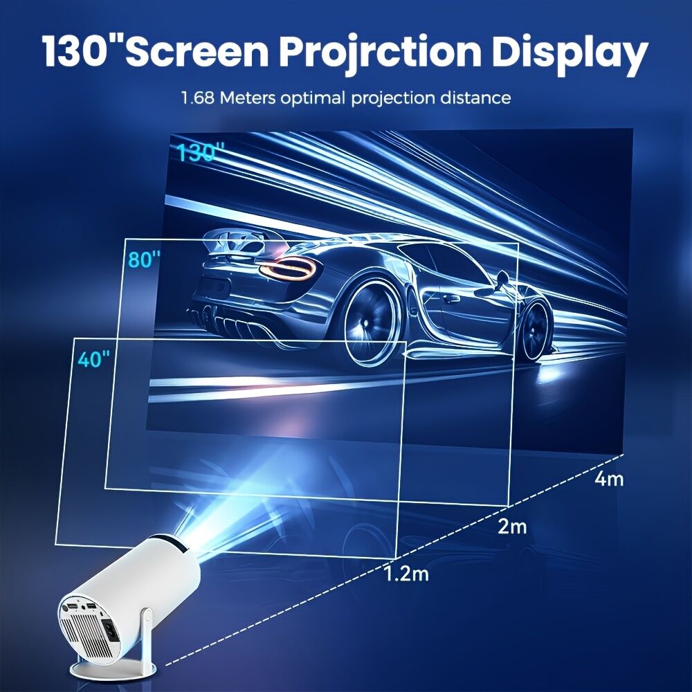 HY300 Pro mini portable projector, native 1280 * 720P support 4K / 350ANSI smart projector, with WiFi 6 BT V1106-HRTY-001