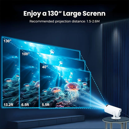 HY300 Pro mini portable projector, native 1280 * 720P support 4K / 350ANSI smart projector, with WiFi 6 BT V1106-HRTY-001