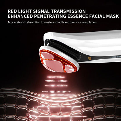 2-in-1 Ultrasonic Skin Scrubber & EMS Massager: Red/Blue Light Therapy for Deep Cleansing, Blackhead Removal & Essence Absorption - White - Size 20cm